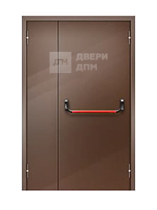 Коричневая противопожарная дверь 3-го типа полуторная глухая ДП-655
